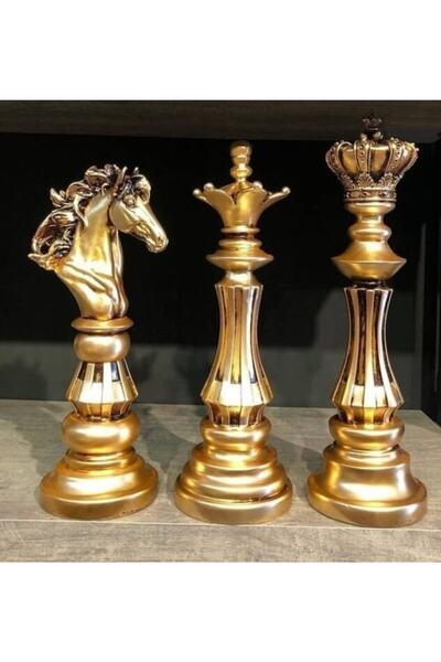 rindashop Dekoratif 3 Lü Satranç Taşı Biblo
