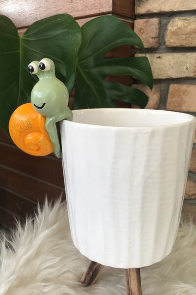 ÇELİKERSHOP Salyangoz Saksı Süsü Yeşil