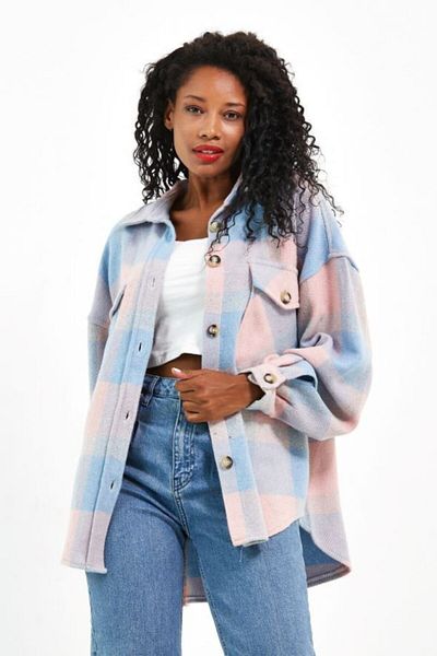 VOLT CLOTHİNG Cămașă oversize în carouri cu ștampilă pentru femei