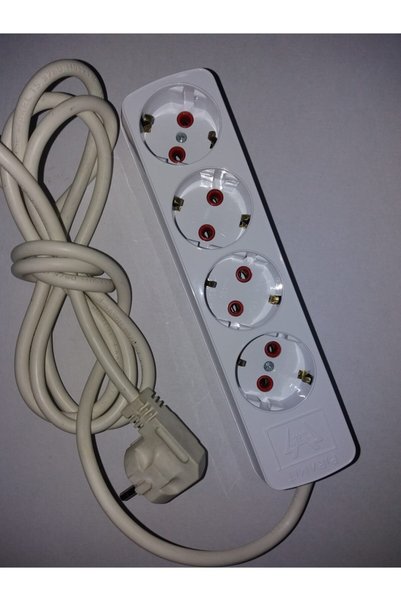 Elektrikçim Dörtlü Topraklı Grup Priz, 1 Metre Kablolu