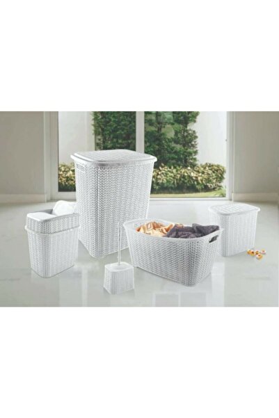 E-LİFE HOME Rattan 5 Parça Banyo Setii
