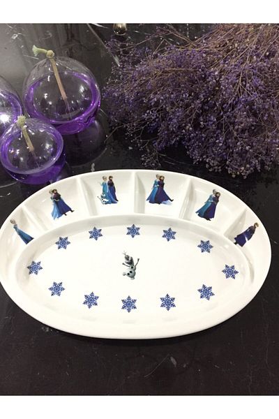 TEBAK COLLECTION 7-Section Frozen Frozen Patterned Porcelain Breakfast Plate