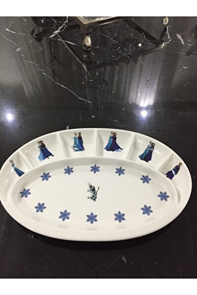 TEBAK COLLECTION 7-Section Frozen Frozen Patterned Porcelain Breakfast Plate