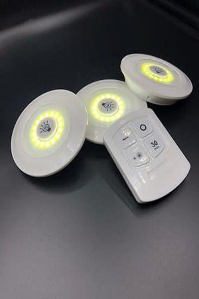 Genel Markalar Uzaktan Kumandalı Kablosuz 3'lü Led Spot Lambalar 3 Led+1 Kumanda