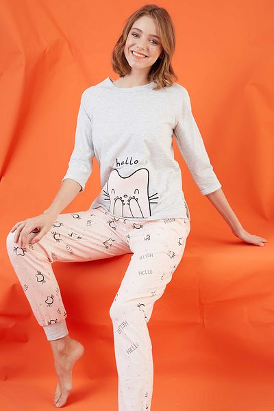 Sevim Set de pijamale brodate Snow Melange