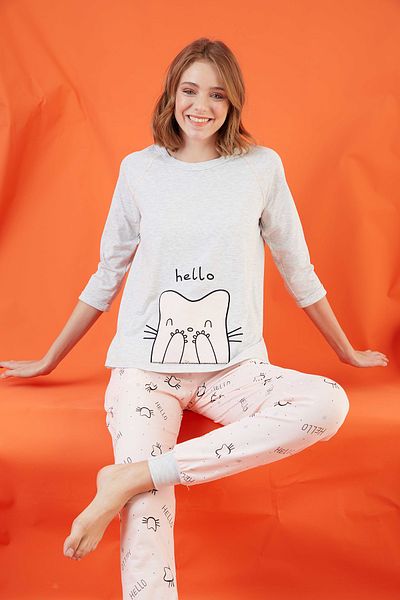 Sevim Set de pijamale brodate Snow Melange