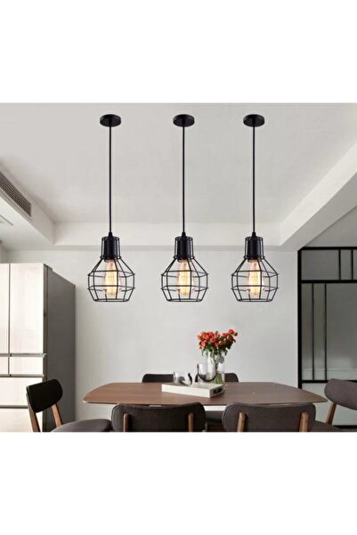demet habek mylights Retro Rustik Metal Kafes Sarkıt Avize Vintage Avize Tekl...