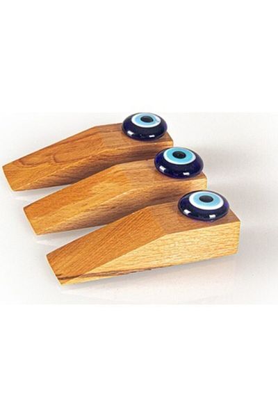 Mercan Chicshopx 3 Pieces Natural Wooden Evil Eye Beaded Door Stopper Star Shop Trend 1002192