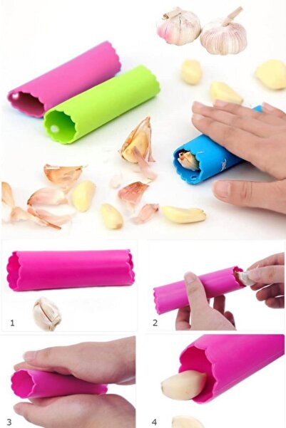 FırsatVar Pratik Hızlı Sarımsak Soyma Aparatı Silikon Soyacak Rulo Soyucu