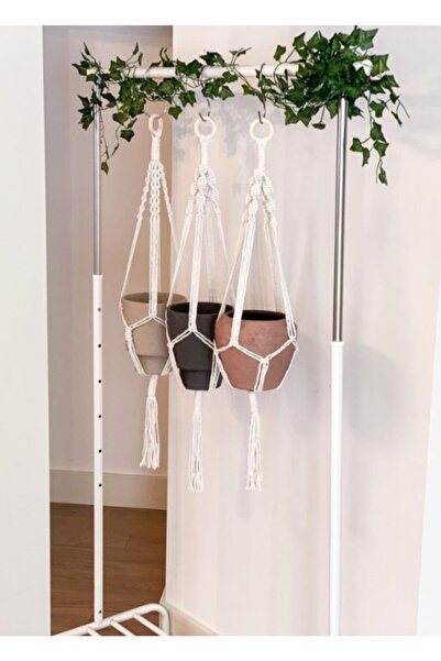 EN UCUZ MAKROME Makrome Saksılık(3ADET 3 BURGULU) Çiçeklik Sarkaç