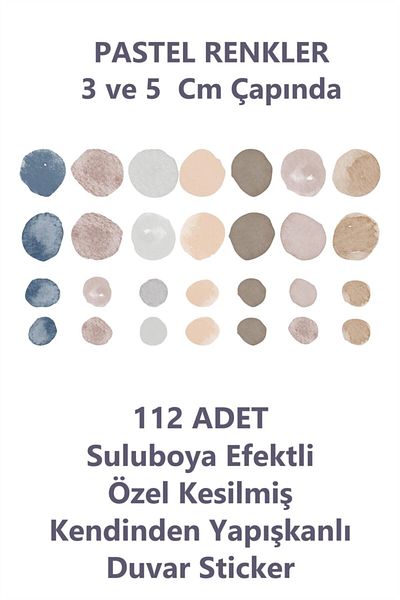 ENGINPRINT 112 Piece Pastel Watercolor Wall Sticker Set