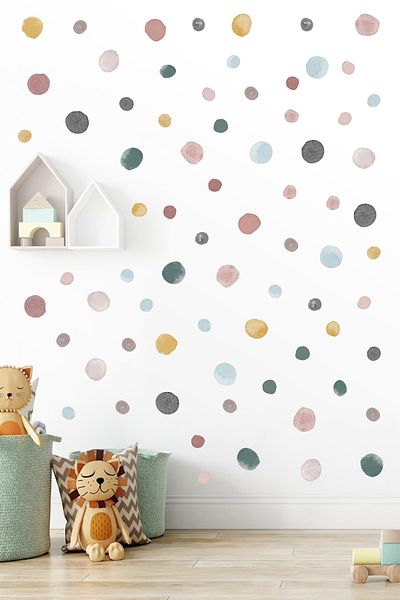 ENGINPRINT 112 Piece Pastel Watercolor Wall Sticker Set