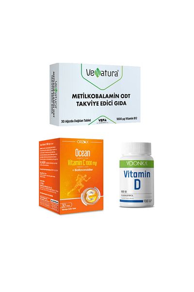 VeNatura VitaminDandCOcean 1000mg+ B12 Metylcobalamin 30 Tablets Set
