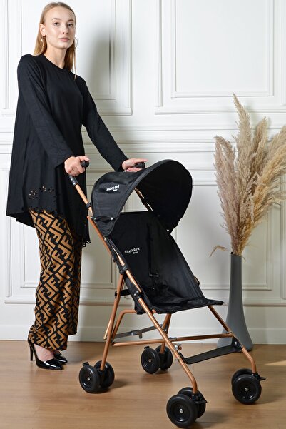 Let's Go Pratik Siyah Gold Baston Puset Bebek Arabası