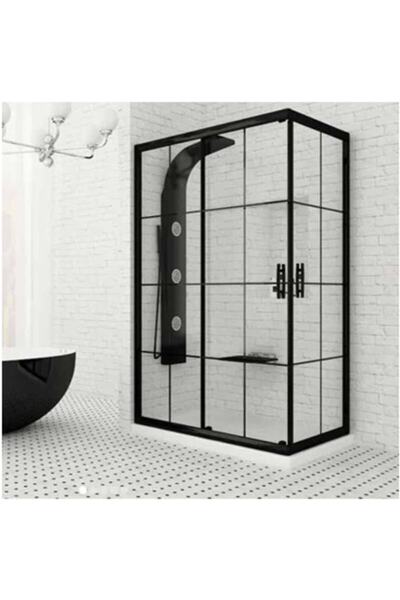Blackline Siyah Çizgili Köşe 80x90 5 Mm Temperli Cam Duşakabin