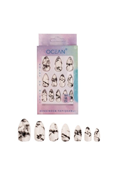 Ocean Badem Batik Desenli Ebruli Tak Ve Çık Takma Tırnak
