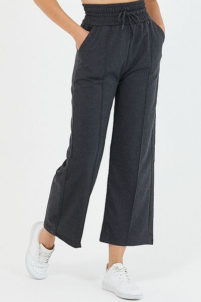 InStyle High Waist Elastic Wide Leg Sweatpants Smoked