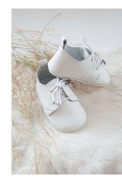 Hodore Alpha White Leather Baby Shoes