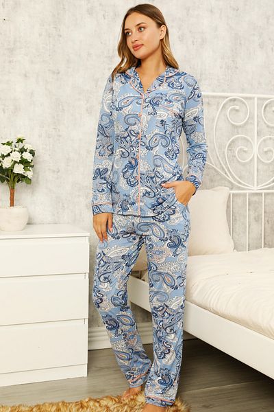 Emose Set de pijamale de maternitate pentru femei cu nasturi