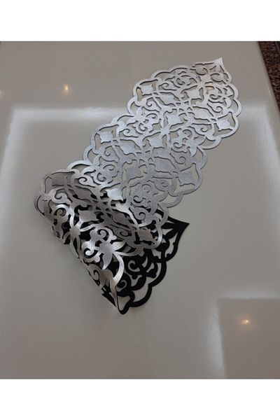 SEHARA 1 τεμάχιο επιτραπέζιο δρομέα/100x30cm/δέρμα/2 τεμάχια φύλλα, 2 τεμάχια μοτίβο λουλουδιών