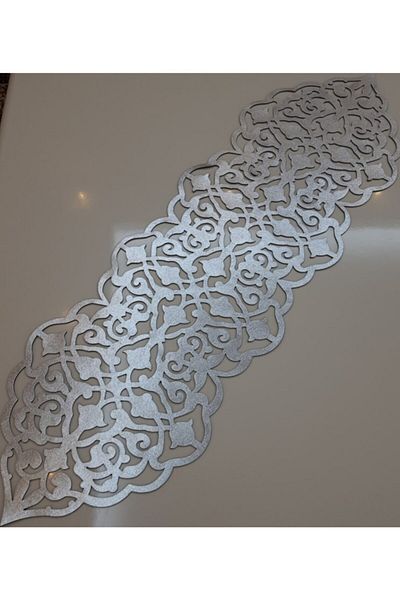 SEHARA 1 τεμάχιο επιτραπέζιο δρομέα/100x30cm/δέρμα/2 τεμάχια φύλλα, 2 τεμάχια μοτίβο λουλουδιών