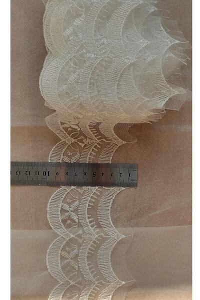 DUAYEN Güpür Dantel Tül Üzeri Işleme Dalgalı Desen 1 metre