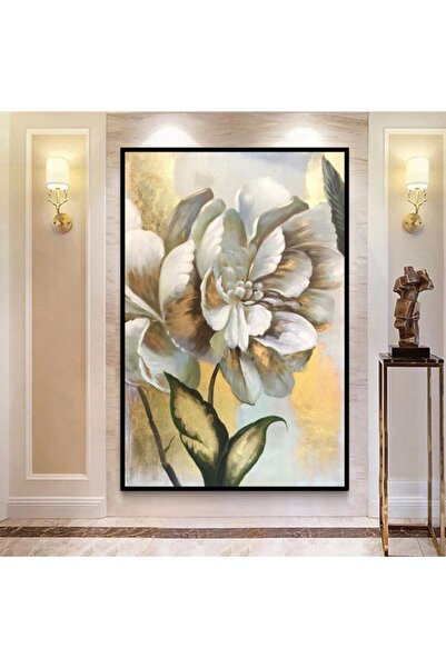 Markazip Siyah Metal Çerçeveli Soyut Çiçek Kanvas Tablo 70x100cm Kod: Eb001-s