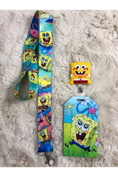 Hediyebum Σετ λουράκι λαιμού Μπομπ Σφουγγαράκης Yoyo και θήκη για κάρτες3