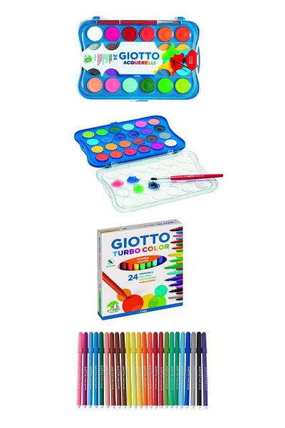 GLANCE Giotto Aquaarell Block Water Color 30 Mm Box of 24 - Giotto Turbo Color 24 Pieces Felted Pen