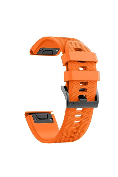 Markacase Garmin Fenix 5s - 5s Plus Uyumlu Silikon Kordon Turuncu