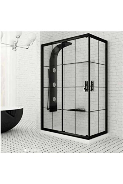 Blackline Siyah Çizgili Köşe 80x120 5 Mm Temperli Cam Duşakabin