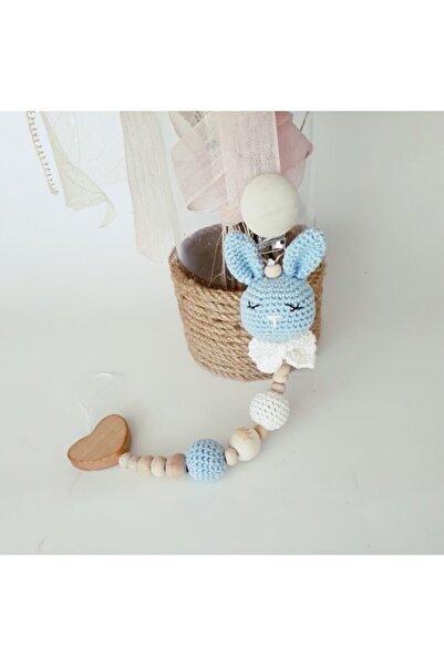 CARMELİNA El Örgüsü Doğal Tavşan Emzik Askısı Amigurimi