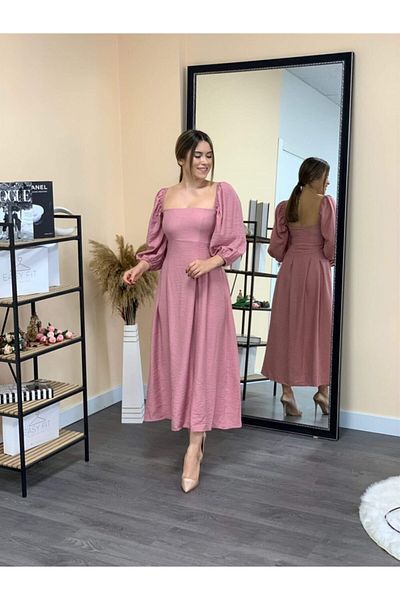 giyimmasalı Pulbere rochie midi din stofă de viscoză