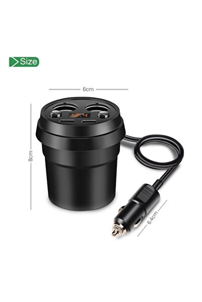 Platoon Çok Fonksiyonlu Araç Çakmak Çoğaltıcı 2 Çakmak + 2 Usb Giriş 3.1