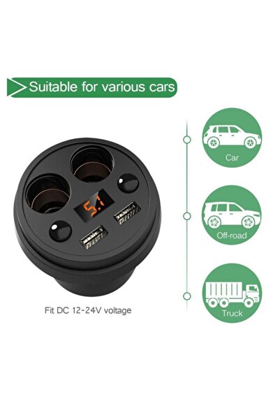 Platoon Çok Fonksiyonlu Araç Çakmak Çoğaltıcı 2 Çakmak + 2 Usb Giriş 3.1
