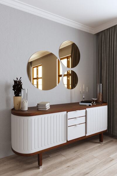 Mirrorline Dekoratif Bronz Renk Ayna 3 Parçalı