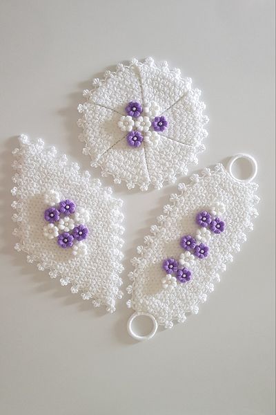 İnciShop Hand Knitted Bath Washcloth Dowry Cloth Set