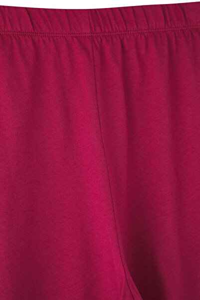 Edit by Trendyol Πλεκτή Πιτζάμα Βουργουνδίας-Λευκής Μελανζ 2'li μεγάλου μεγέθους TEDSS25IA00000