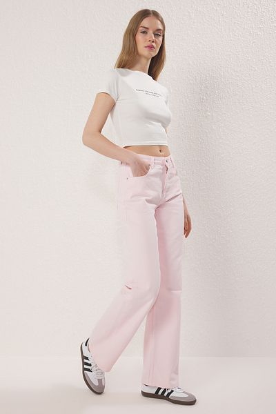 Trendyol Collection Rózsaszín normál derék széles szárú farmer TWOSS25JE00089