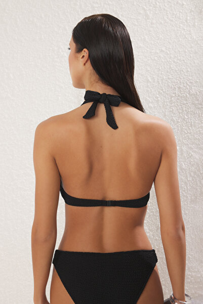 Trendyol Collection Μαύρο μπαλκονέτο Reverse V Underwire με υφή Push Up μπικίνι TBESS25BU00002