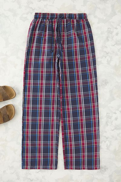 Trendyol Collection Sötétkék széles szabású kockás szőtt pizsama alsó TMNSS25PJ00003