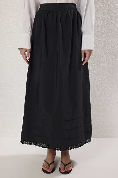 Trendyol Modest Fekete szegélyű csipke részletes szőtt szoknya TCTSS25EE00017