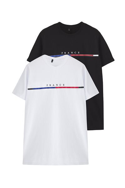 Trendyol Collection Μαύρο-άσπρο 2'li συσκευασία κανονικής εφαρμογής TMNSS25TS00232