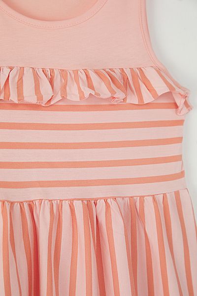 TRENDYOLKIDS Rosa Mädchen 100 % Baumwolle gestreiftes ärmelloses Mini-Strickkleid TKDSS25EL00062