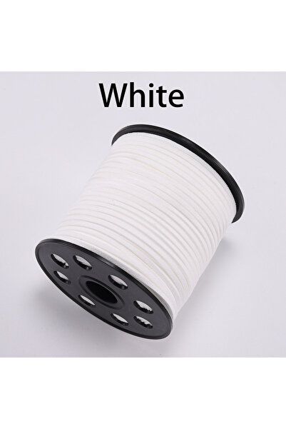 St.kunkka حبل مضفر مسطح من الجلد السويدي الصناعي مقاس 2.5 مم × 20 متر أبيض 5/...