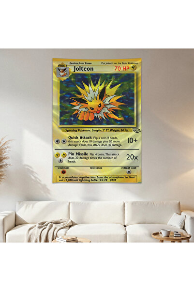 Geek Cultcha Jolteon Pokemon Card Wall Cloth Wall Tapestry First Quality Sati...