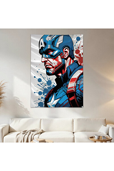 Geek Cultcha Captain America Wall Cloth Wall Tapestry First Quality Satin Fab...
