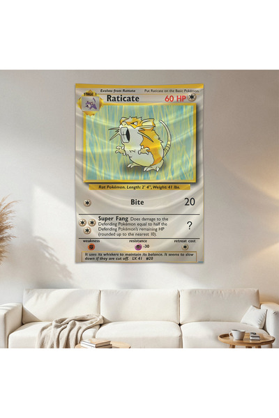 Geek Cultcha Raticate Pokemon Card Wall Cloth Wall Tapestry First Quality Sat...