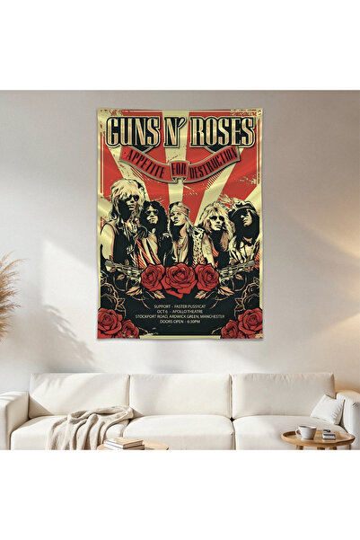 Geek Cultcha Guns N Roses Duvar Örtüsü Duvar Halısı Birinci Kalite Saten Kuma...