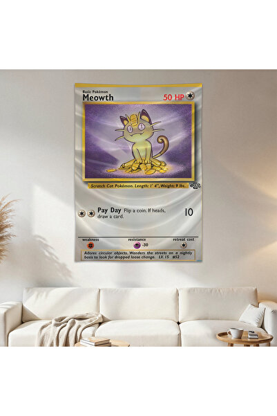 Geek Cultcha Meowth بوكيمون بطاقة قماش كروشيه جداري سجادة حائط ملصق من نسيج ا...